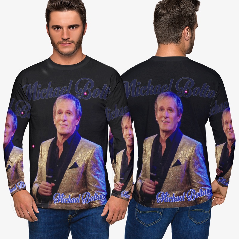 Kaos Pria Michael Bolton Singer Tshirt Bahan Polyester Jersey Casual Style Fashionable Unisex Tees