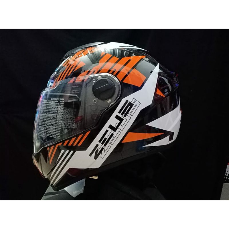 ZEUS HELM ZS 811 MOTIF | BLACK ORANGE WHITE | ZEUS FULL FACE ORIGINAL