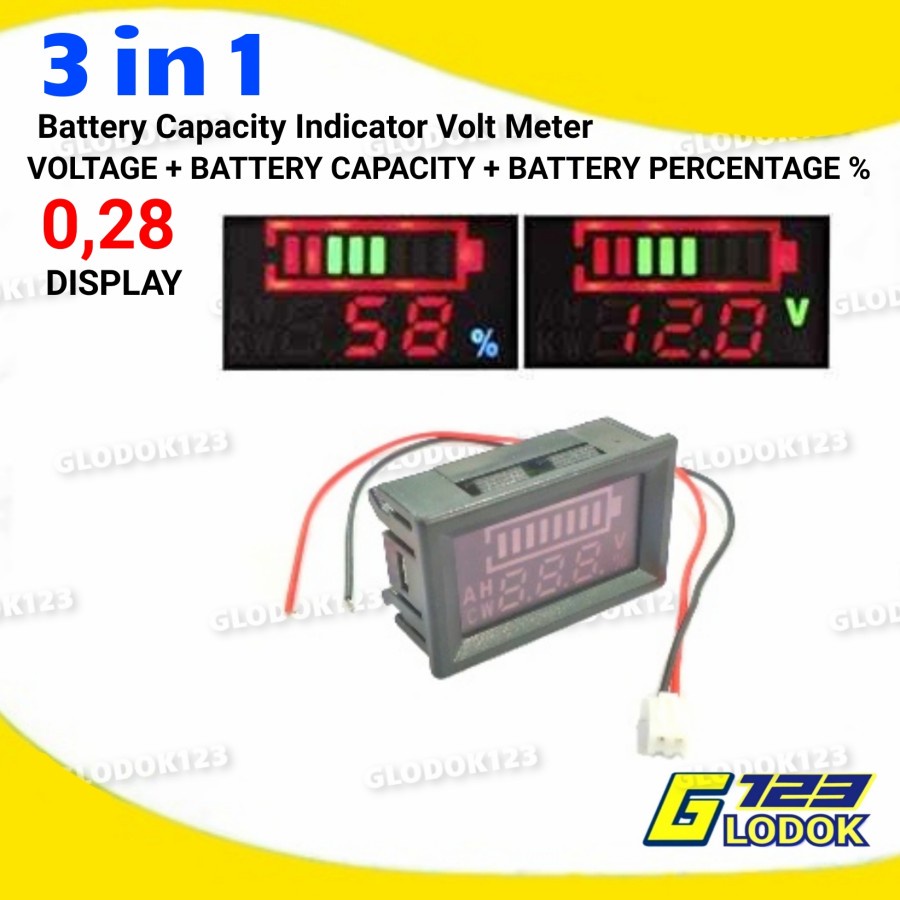 Voltmeter DC Baterai Indikator Frame 0.28 Display