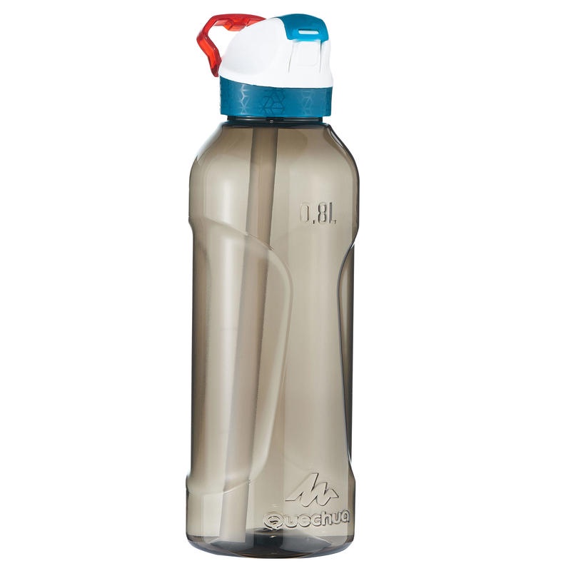 QUECHUA Botol Air Plastik 0.8L Instant Opening Dengan Sedotan Hiking Camping Trekking