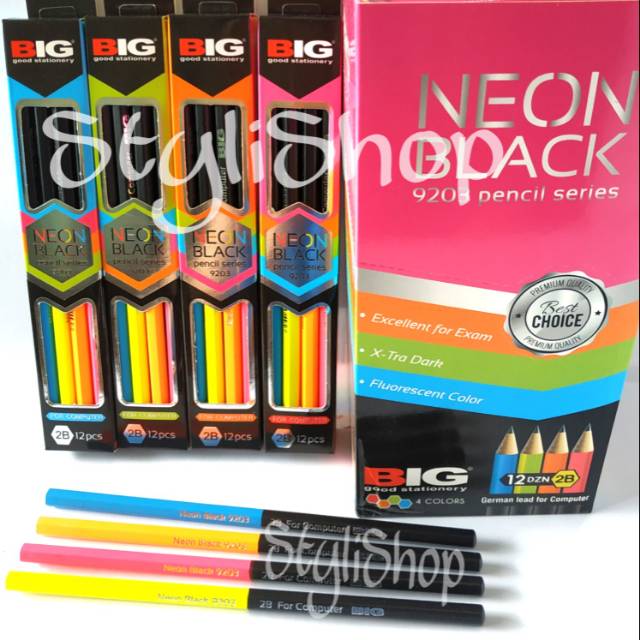 

Pensil 2B BIG Neon Black 9203 (1lusin: 12pcs), Pencil, Pensil Kayu