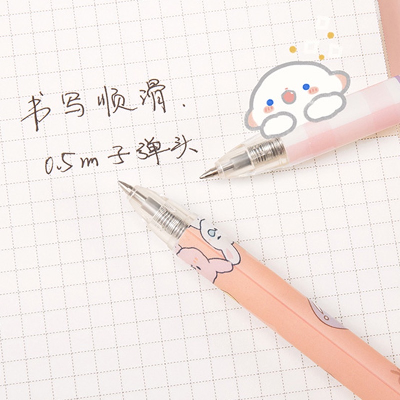 0.5mm Black Ink Japanese Cartoon Retractable Gel Pen Cute Student Signature Pen