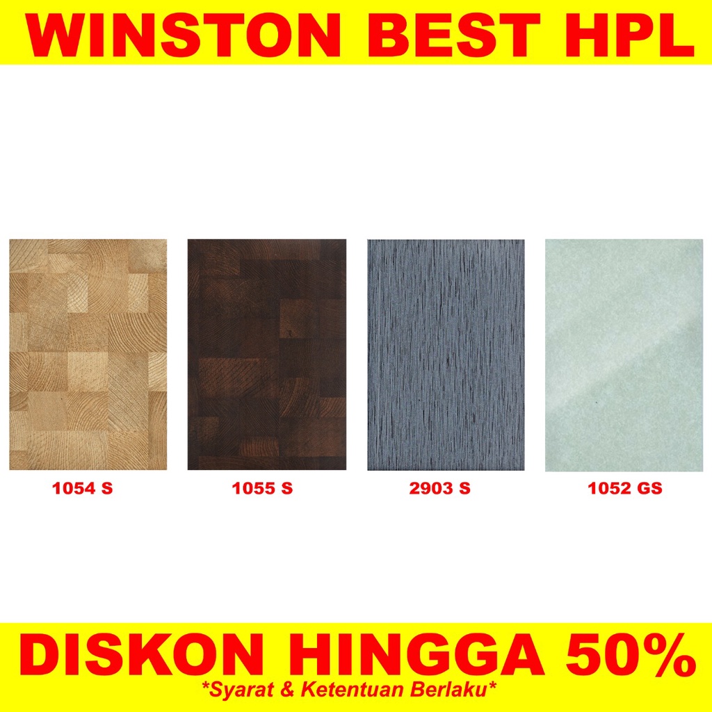 HPL DISKON UP 50% WINSTON Best Laminate - Tekstur Corak Urat Serat Kayu no taco DOP Glossy Kilap