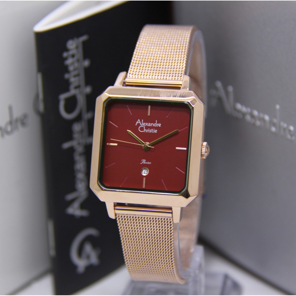 ALEXANDRE CHRISTIE 2911 ROSEGOLD RED WANITA ORIGINAL AC2811 AC 2811 JAM TANGAN CEWEK ARLOJI CEWEK
