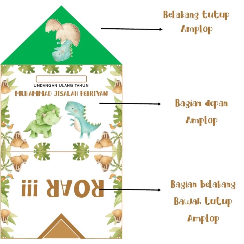 

Amplop undangan ulang tahun Tebal Tema Dinosaurus