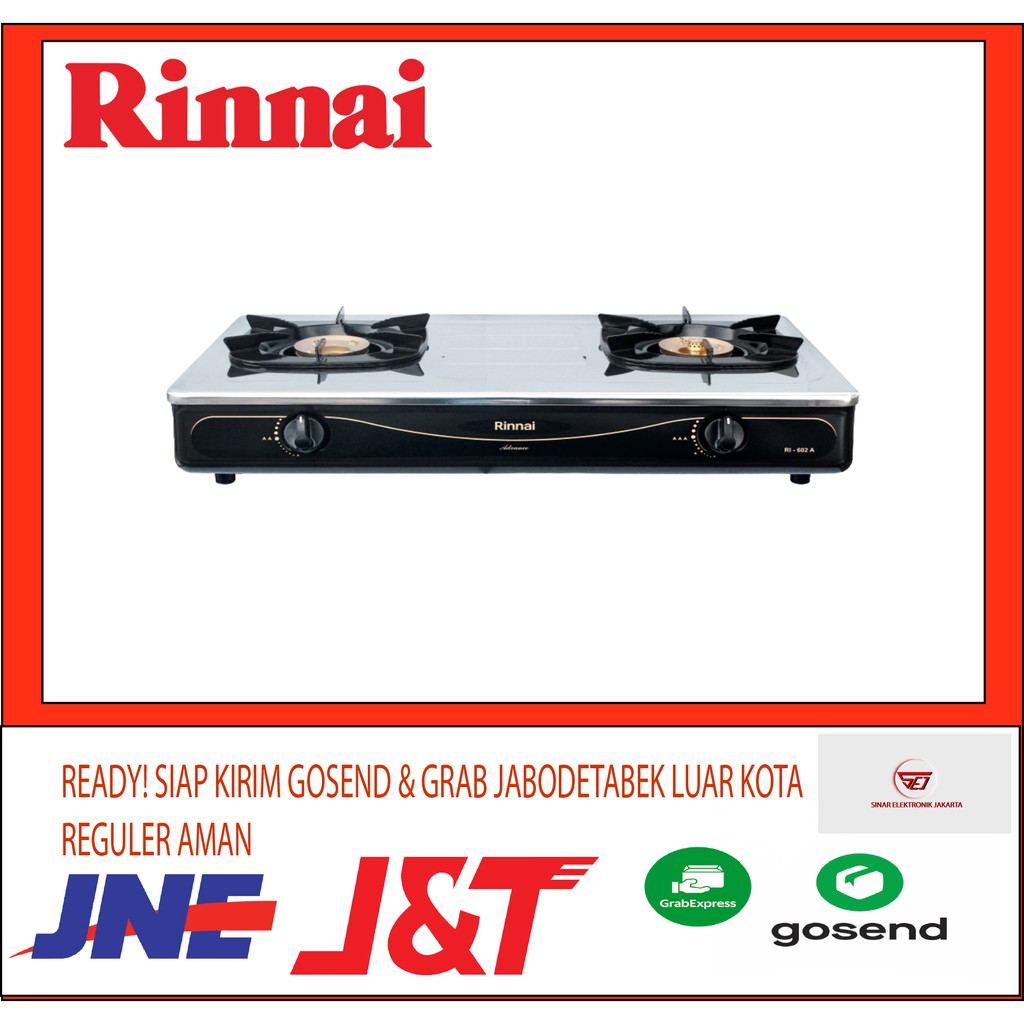 PROMO Rinnai RI 602A. Kompor Gas 2 Tungku Alas Stainless. Baru &amp; Bergaransi Resmi