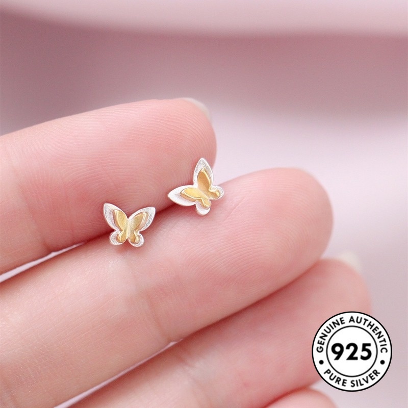 Anting Tusuk Sterling Silver 925 Model Kupu-Kupu Lucu Untuk Wanita