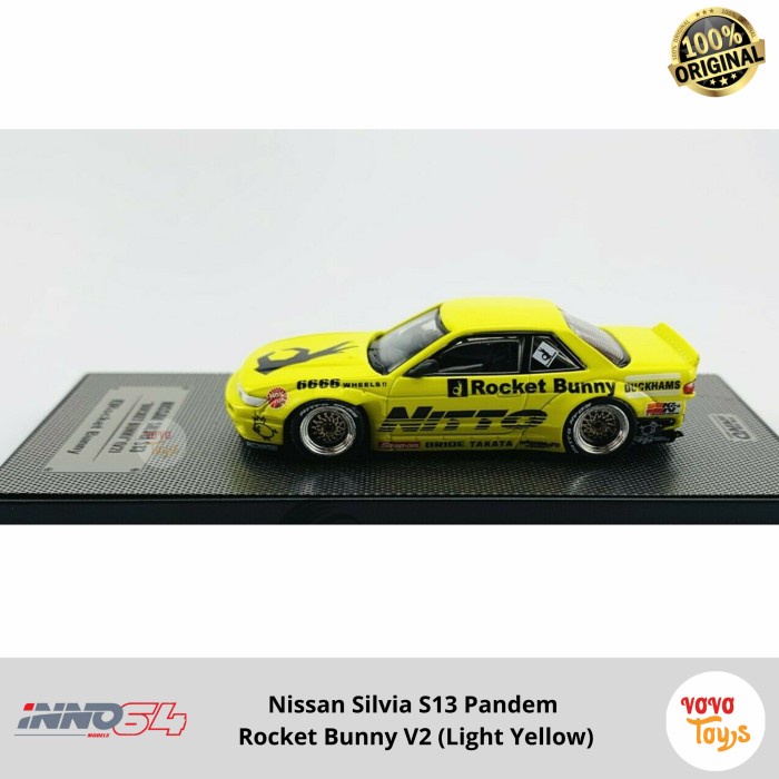 READY Inno 164 Nissan Silvia S13 Pandem Rocket Bunny V2 Yellow Inno64 DISKON