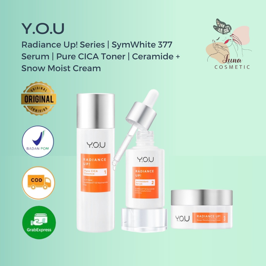 YOU Radiance Up! Series | SymWhite 377 Serum | Pure CICA Toner | Ceramide + Snow Moist Cream