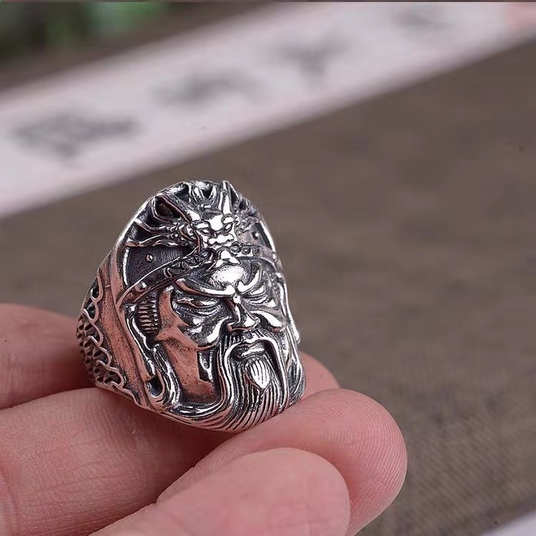 Cincin Jari Telunjuk Model Terbuka Motif Sisik Naga Untuk Pria