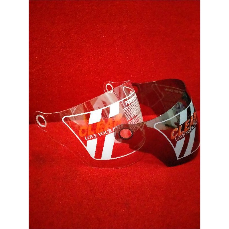 visor kaca helm half face wtc pet/G2/takachi/shell warna hitam dan putih