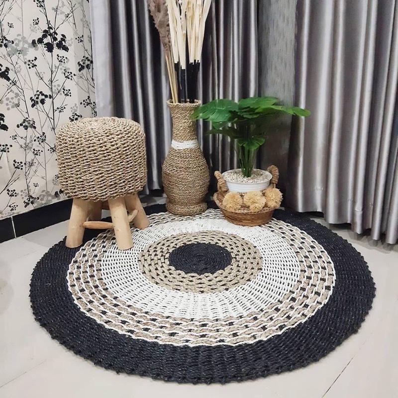 Rug Anyaman Seagras 120cm Premium / Karpet Bulat / Karpet Anyaman