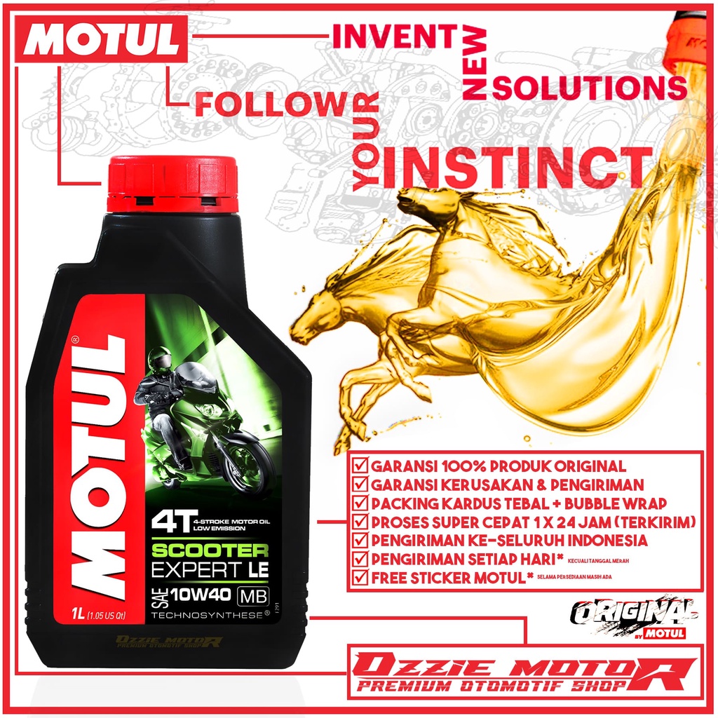 MOTUL SCOOTER EXPERT LE 1L 10W40 OLI MOTOR IMPORT ORIGINAL