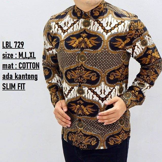 LBL 729 HEM KEMEJA BATIK PRIA SLIM FIT LENGAN PANJANG LUIGI BATANI