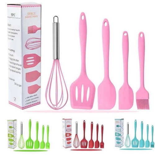 Peralatan Masak 5in1 Silikon Kitchen Utensil Spatula Sutil Sodet Baking Props Cooking Set 5pcs