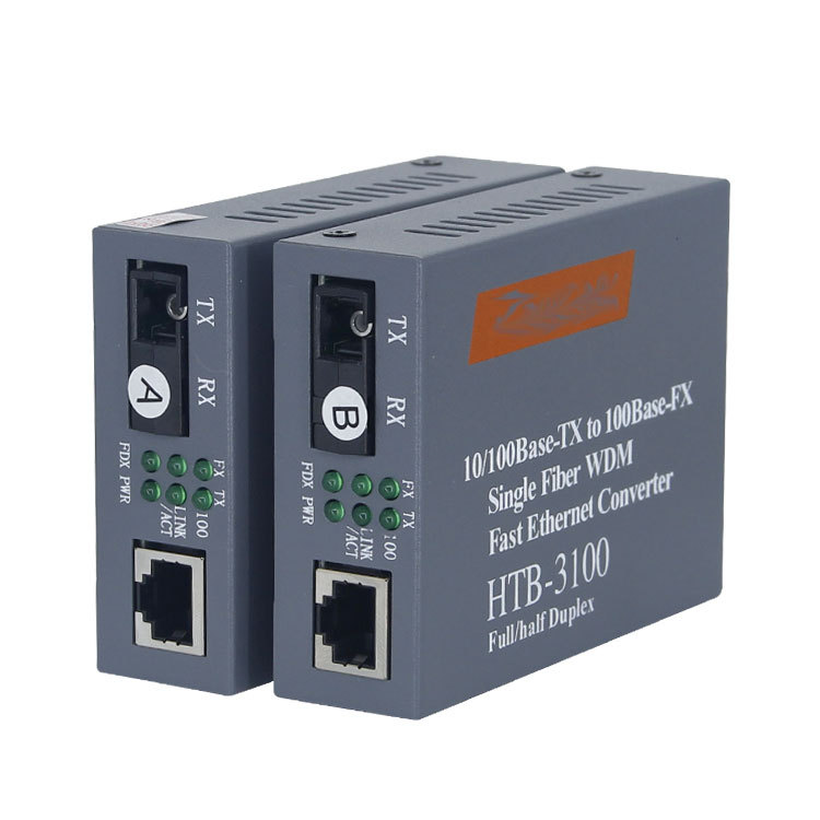 Adaptor 5V 2A EU, sepasang HTB-3100A+B, sabuk mode tunggal konverter media serat optik optic