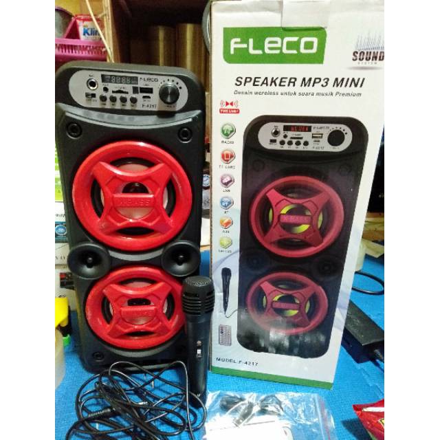 Speaker Bluetooth FLECO F-4217 LED + Mic Karaoke / Speaker Salon Karaoke mini