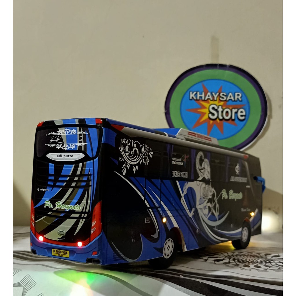 miniatur bus HARYANTO Rama Shinta BIRU PLUS LAMPU