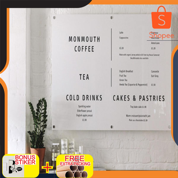 Menu Board Acrylic | Papan Menu Akrilik Printed | Menu Sign Board Elegan