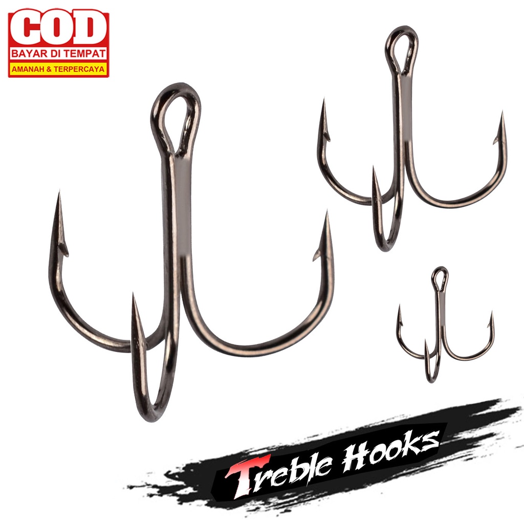 Treble Hook Hitam Pancing Garong Jangkar Tripel