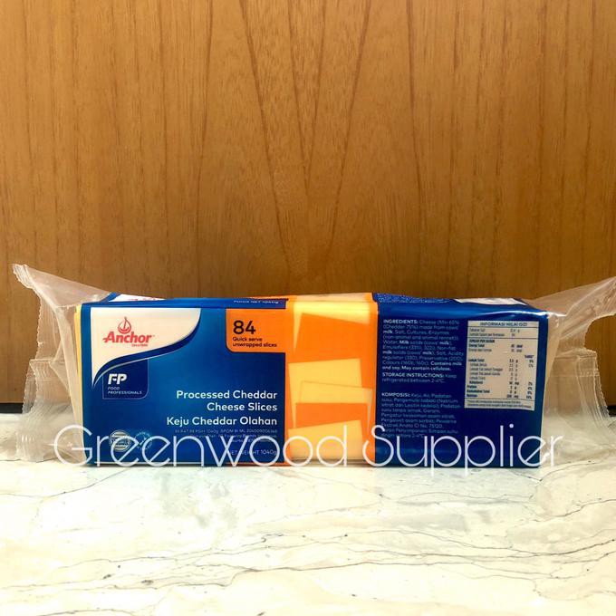 

Anchor Orange Cheddar Slice / Keju Slice Anchor (1Kg - 84 Slices)