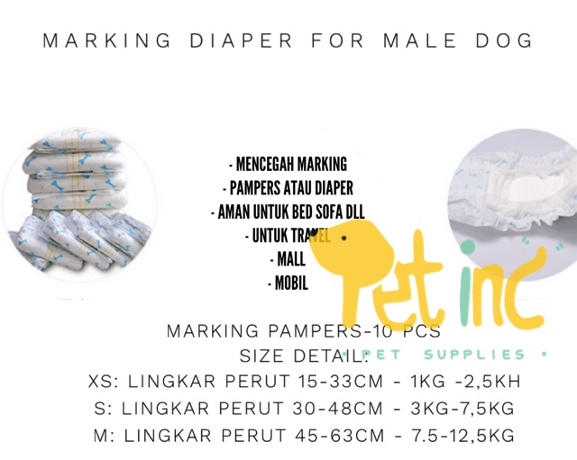 Pet marking diaper for male dog isi 10 pcs