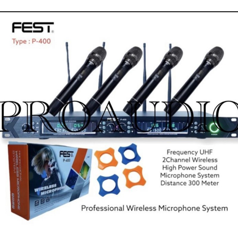 Mic Wireless Fest P400 UHF 4Mic Handle Digital Wireless Original