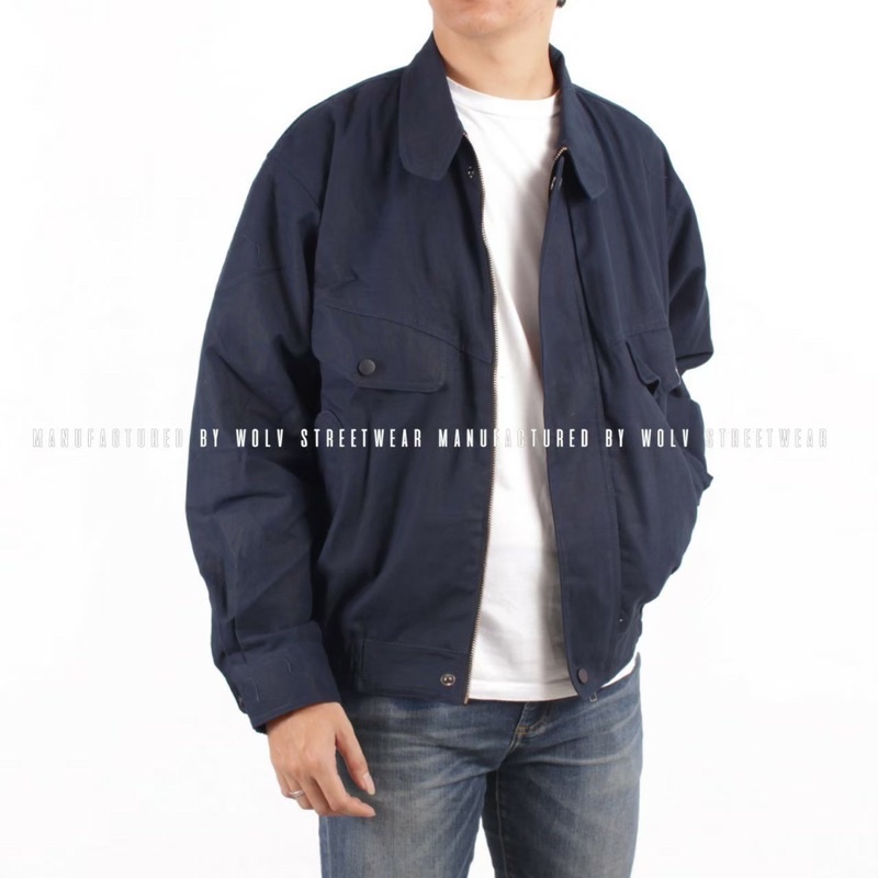 WOLV ORIGINAL Jaket Pilot Jaket Flight Jaket Vintage Jaket Bomber Biru Navy