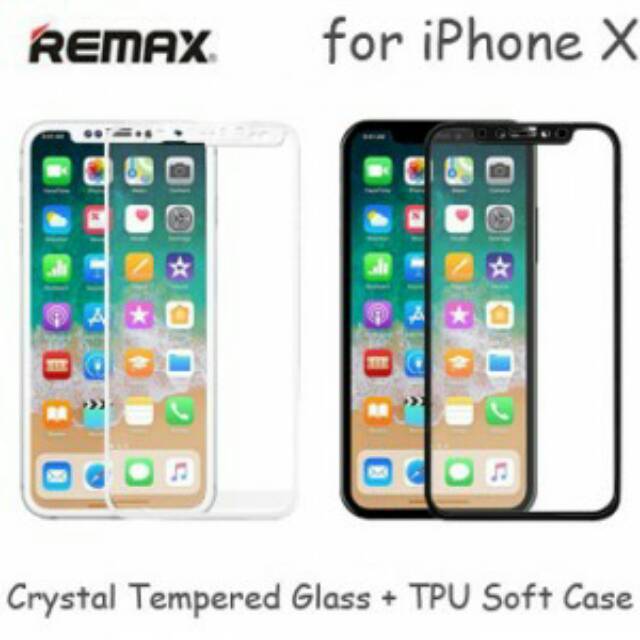 Remax Crystal Set Tempered Glass TPU Soft Case iPhone X GL-08