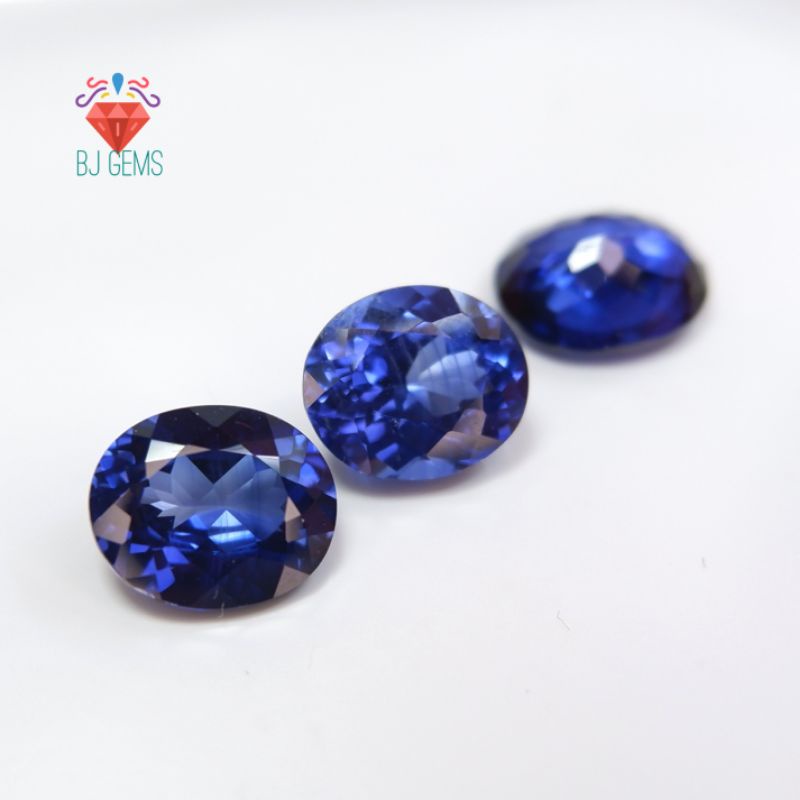 10 - 12 MM Permata Blue Safir Bangkok Blue Corundum Syntetic 9 Mohs