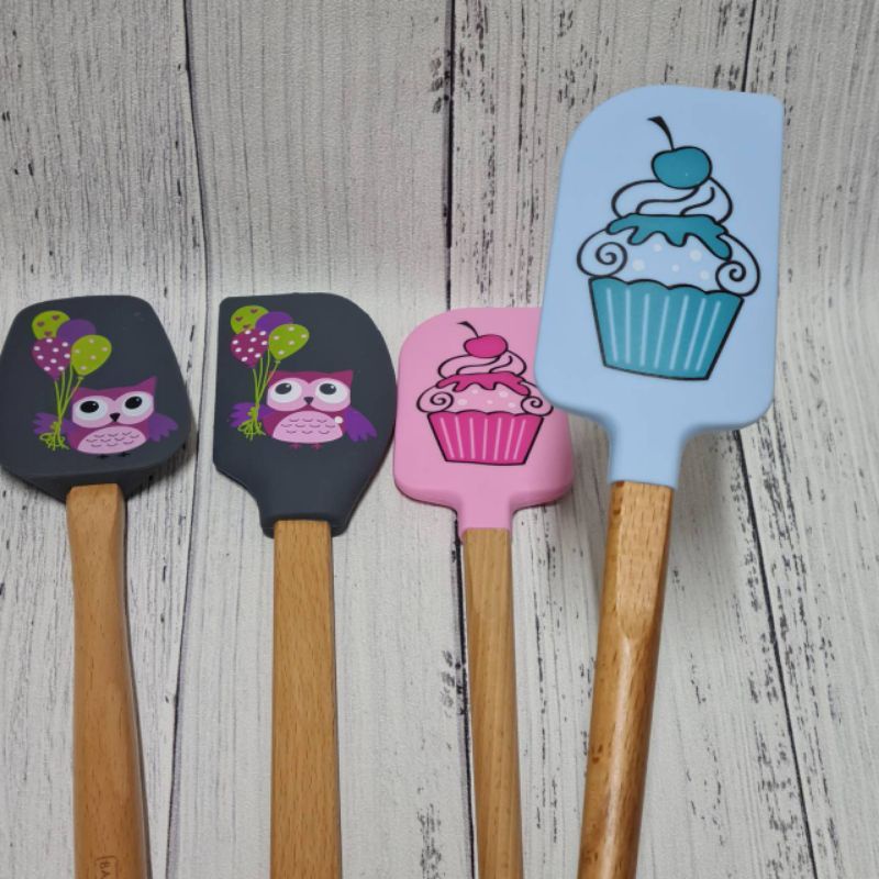 Bakest silicone spatula wooden handle / spatula gagang kayu