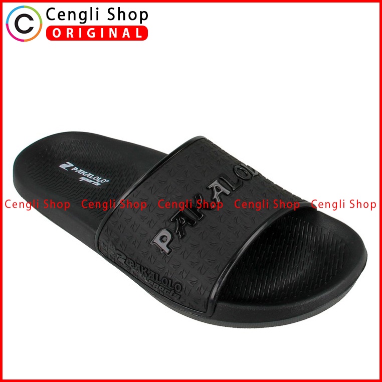 SANDAL SLIDE PAKALOLO PRIA ORIGINAL CASUAL ASLI FULL BLACK POLOS PB53