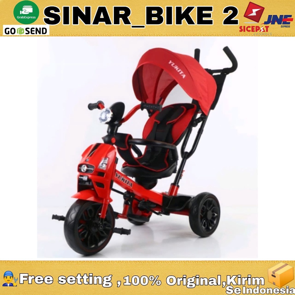 Sepeda Roda Tiga  YUKITA Musik Kanopi Tricycle Stoller Anak