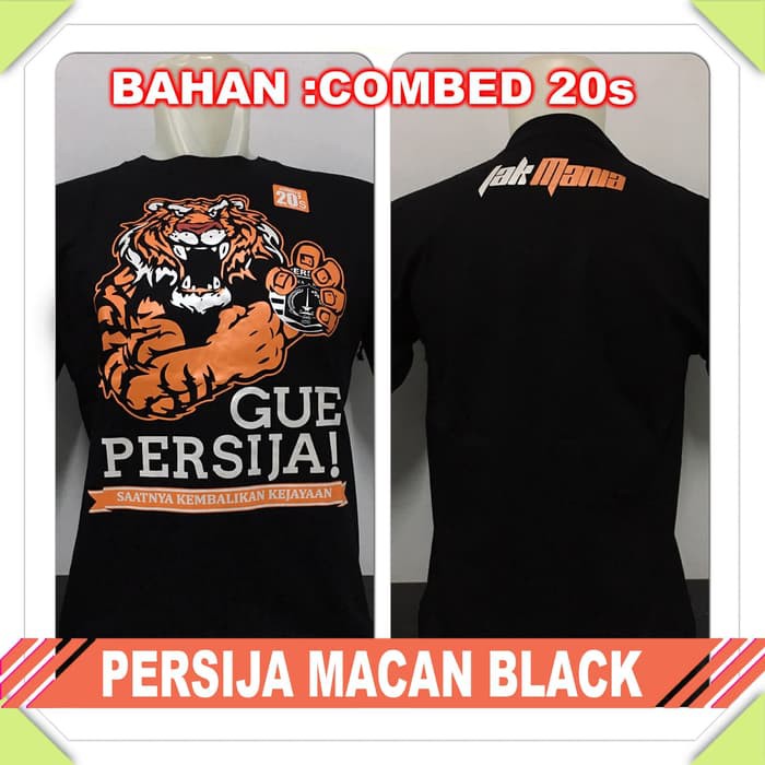 Kaos Baju bola lokal PERSIJA MACAN BLACK - Hitam, L