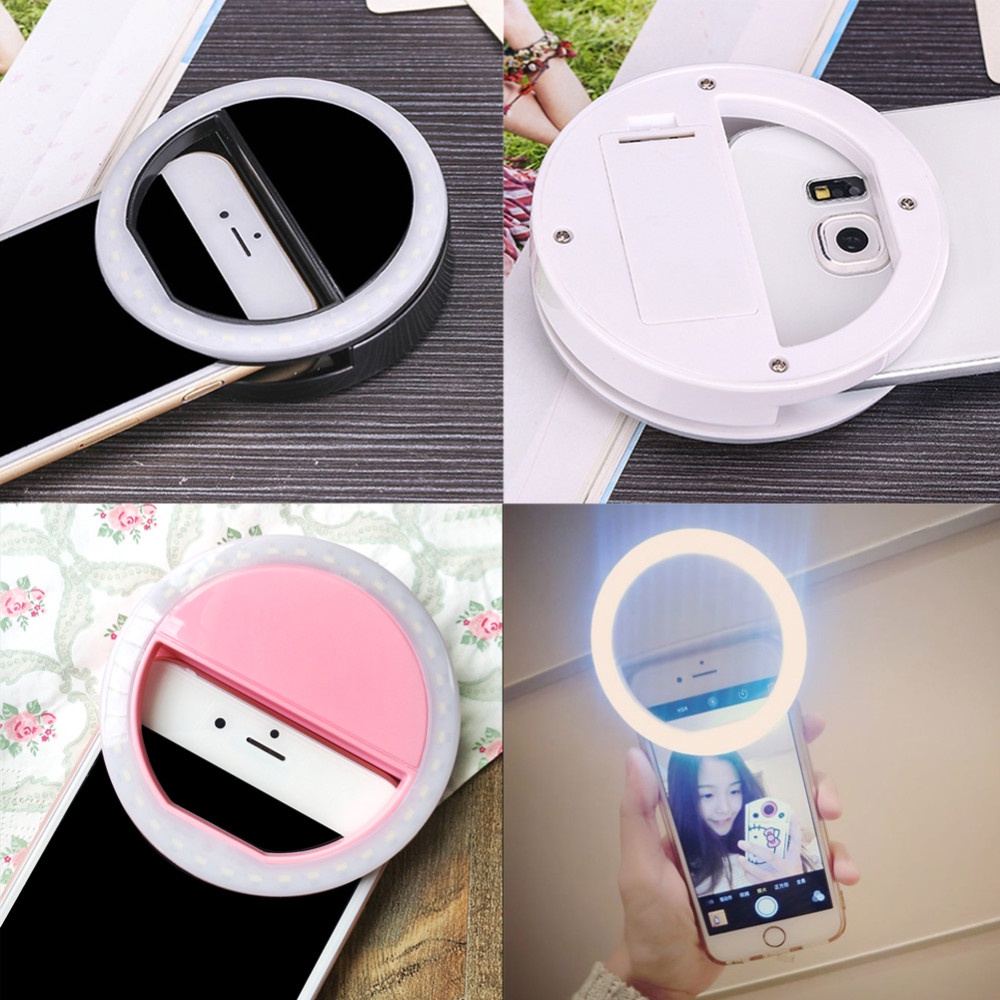 Lampu LED Smartphone Selfie Ring Spotlight Flash Lamp / Lampu Selfi Ring Light / Ring Light Selfi Led Mini Ringlight Handphone LED Selfie Flash / Lampu Flash Hp Lampu selfie Bulat untuk kamera camera hp Flash charm eyes / Clip Ring Light Lampu Selfie