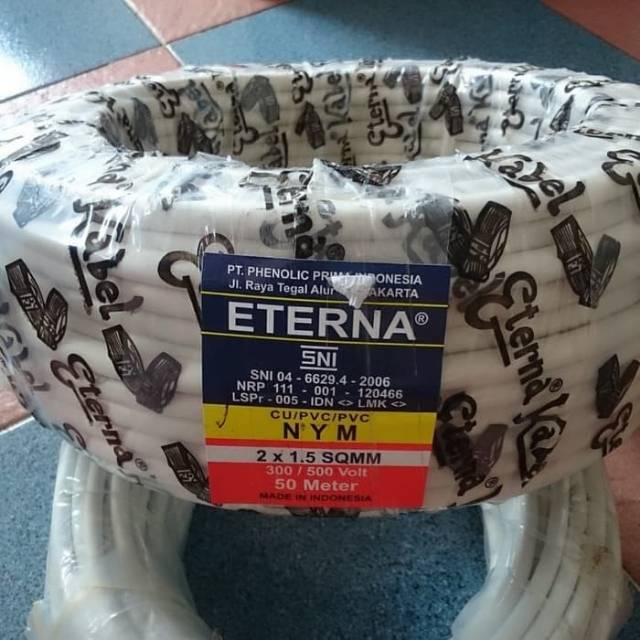 KABEL ETERNA NYM 2X1.5 / KABEL LISTRIK ETERNA  NYM 2X1.5 / ROLL 50M  METER