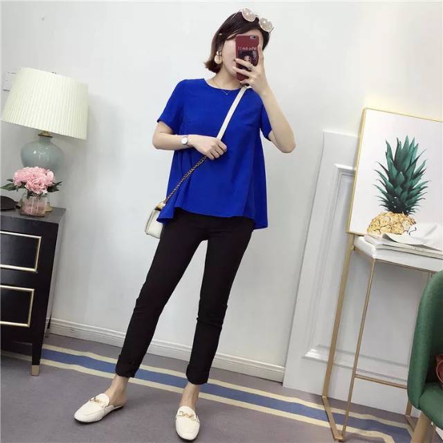 B010 baju set baju biru+celana hitam SET SETELAN BAJU+ CELANA PENDEK CROP TOP LENGAN PANJANG SETELAN BABYTERY M/L/XL SETELAN PINK HITAM BIRU