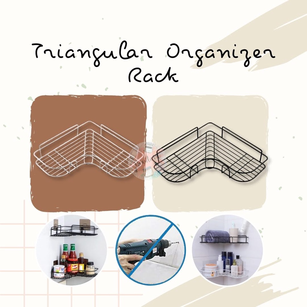 Rak Sudut Gantung Gantungan Ujung Ruang Kamar Mandi Sabun Sampo Bumbu Dapur Rumah Kamar Multifungsi Desain Elegan Berkualitas Tebal Triangular Bathroom Kitchen Organizer Rack