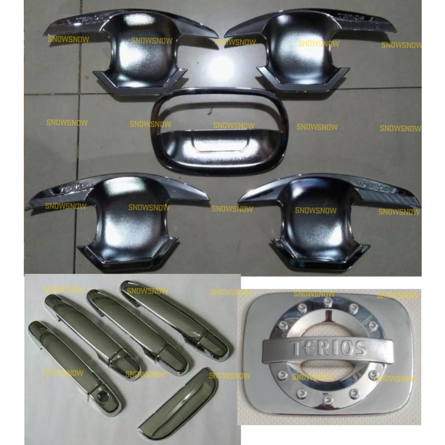 Paket Outer Handle Tank Cover Rush Terios Lama Old 2007 2008 2012 2015 2017 5pcs Elegant Chrome