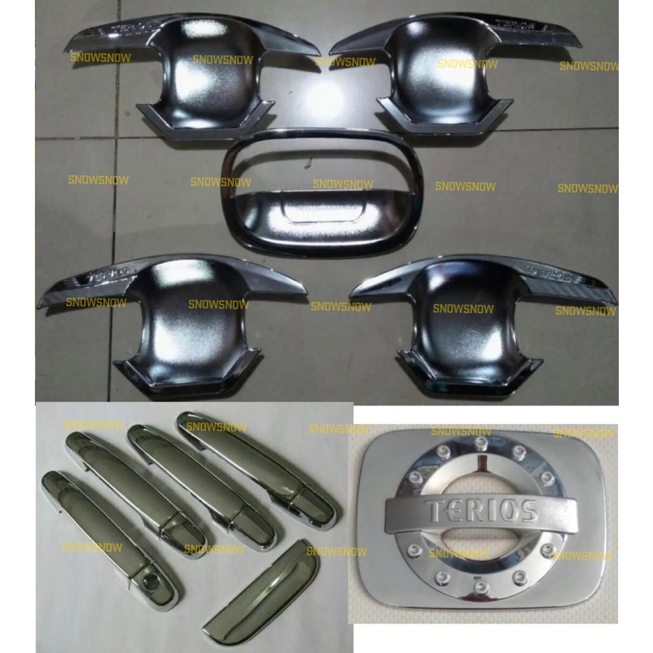 Paket Outer Handle Tank Cover Rush Terios Lama Old 2007 2008 2012 2015 2017 5pcs Elegant Chrome