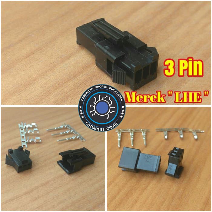 Socket konektor jst 3 Pin LHE baterai Black housing kabel 3pin
