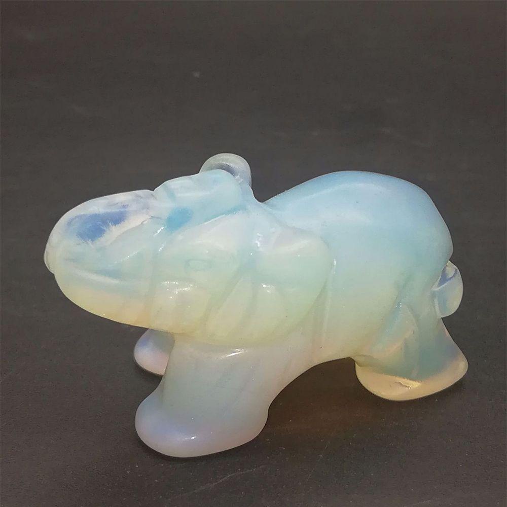[Elegan] Patung Batu Permata Gajah Ukir Tangan Craft Opalite Home Office Desk Ornament Fashion Untuk Dekorasi Rumah 1.5 Inch