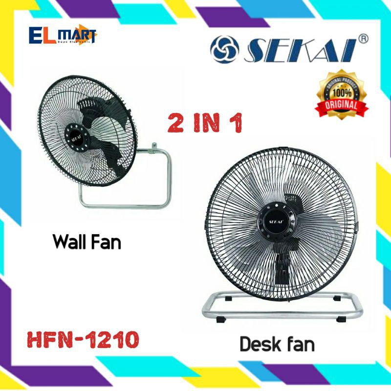 Sekai kipas angin tornado 12inch HFN1210 / desk fan wall fan 2in1 besi 12&quot; HFN 1210