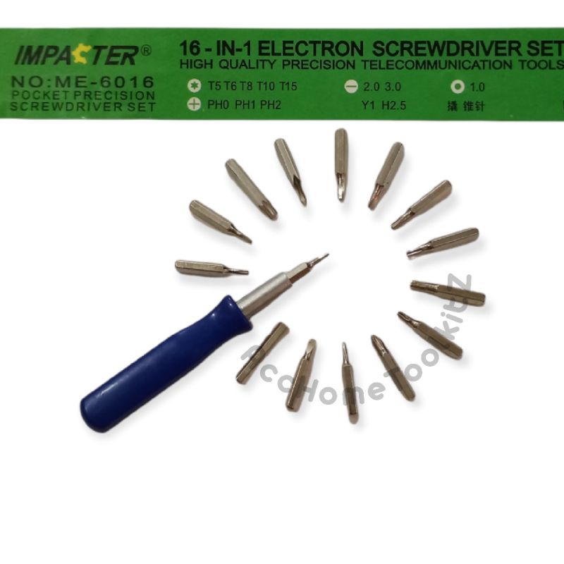 Obeng HP Set 16 IN 1 Toolkit Tabung Bulat / Obeng 16in1 Electron Screwdriver IMPACTER / Obeng Radio Elektronik