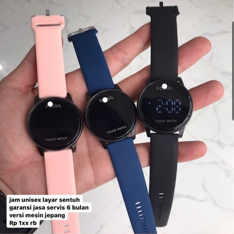 jam rubber layar sentuh unisex bulat