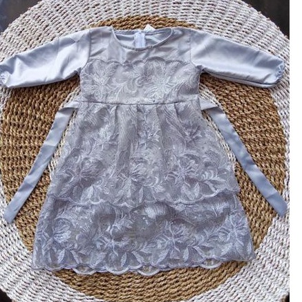 Gamis Brokat Anak | Bahan Brokat Tile Mutiara Premium Kombinasi Velvet