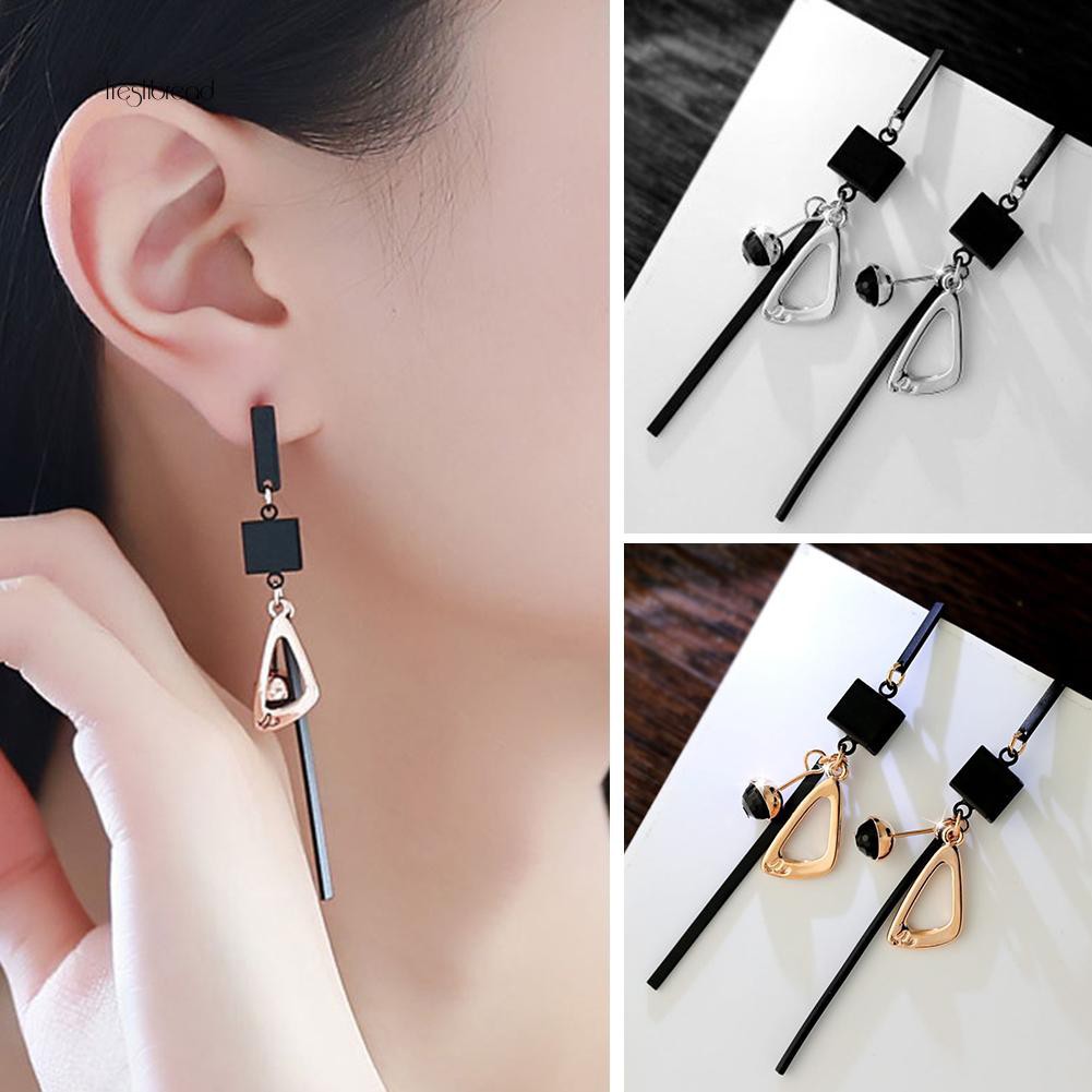 IMPORT Anting Korea Warna Hitam Berumbai Persegi Panjang Tassel Earrings 032A7Ar-Br