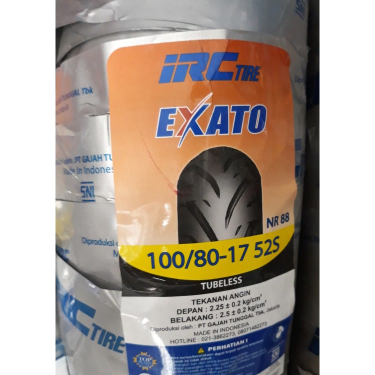 ban luar irc 100/80-17 exato nr88 tubeless