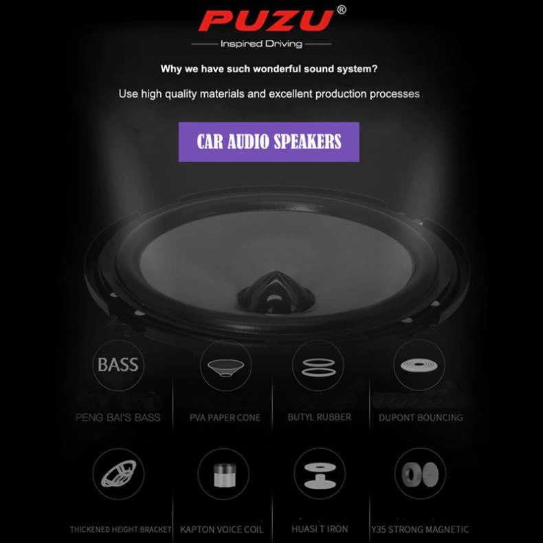Puzu Speaker Mobil HiFi 6.5 Inch 90W 2 PCS - PZ-F6501 - Purple