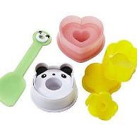 Cetakan Nasi Panda, Bunga Dan Love + Sekop Nasi - Cetakan Nasi Bento Isi 4 - Bento Tools Panda Mold